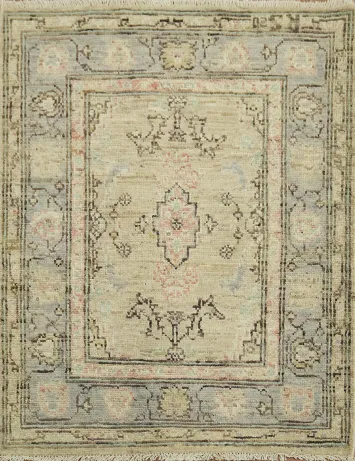 Vegetable Dye Oushak Turkish Accent Rug 3x4