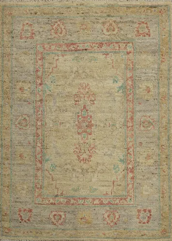 Vegetable Dye Oushak Turkish Rug 3x4