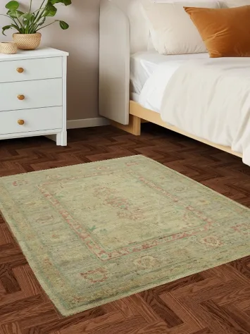 Vegetable Dye Oushak Turkish Rug 3x4