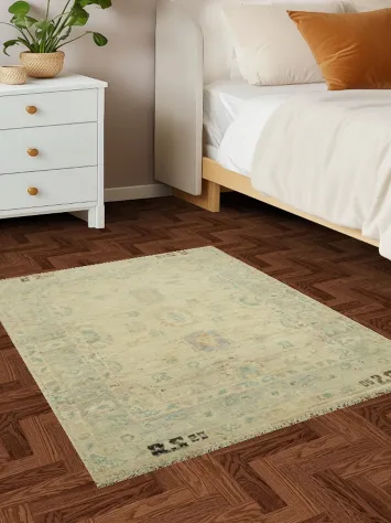 Vegetable Dye Oushak Turkish Rug 3x4