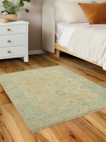 Vegetable Dye Oushak Turkish Foyer Rug 3x4