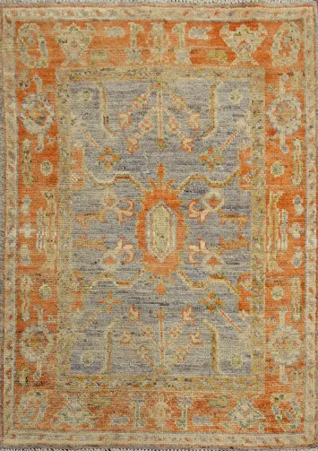 Vegetable Dye Oushak Turkish Rug 3x4