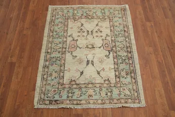 Earth Tone Wool Oushak Vegetable Dye Rug 3x4