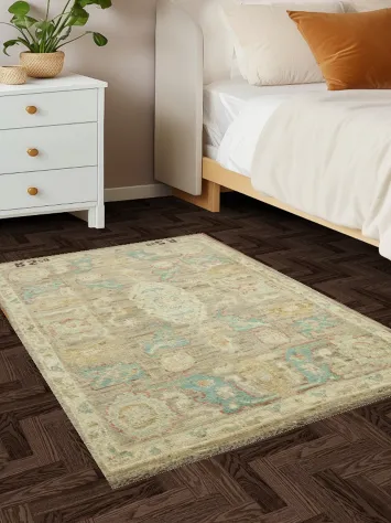 Vegetable Dye Oushak Turkish Rug 3x4