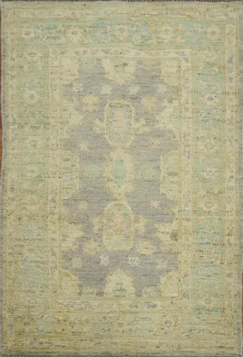 Vegetable Dye Wool Oushak Turkish Rug 3x5