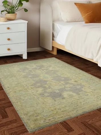 Vegetable Dye Wool Oushak Turkish Rug 3x5
