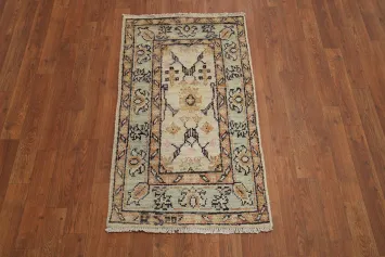 Earth Tone Wool Oushak Vegetable Dye Rug 2x4