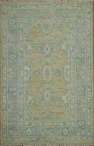 Vegetable Dye Oushak Turkish Rug 3x5