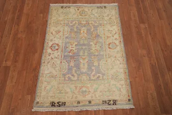 Vegetable Dye Light Purple Oushak Turkish Rug 3x4