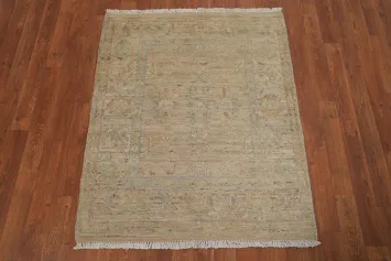 Vegetable Dye Wool Oushak Turkish Accent Rug 3x4