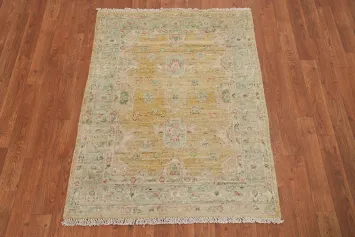 Vegetable Dye Gold Oushak Turkish Rug 3x4