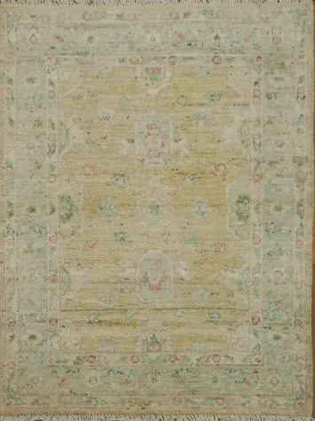 Vegetable Dye Gold Oushak Turkish Rug 3x4