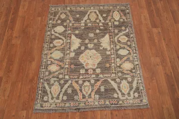 Brown/ Gray Wool Oushak Vegetable Dye Rug 3x4