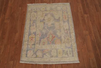 Vegetable Dye Wool Oushak Turkish Accent Rug 3x4