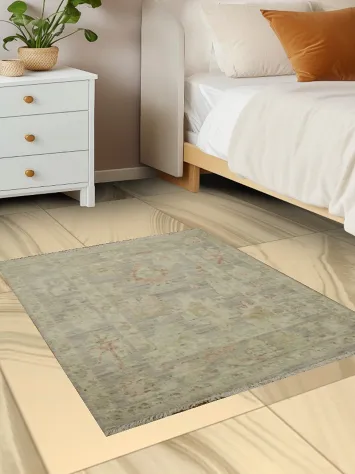 Vegetable Dye Oushak Turkish Accent Rug 2x3