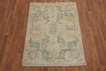 Earth Tone Wool Oushak Vegetable Dye Rug 3x4