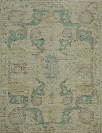 Earth Tone Wool Oushak Vegetable Dye Rug 3x4