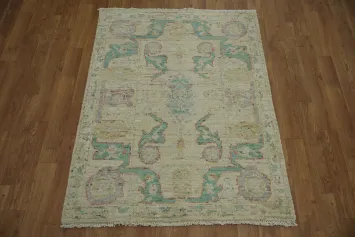 Earth Tone Wool Oushak Vegetable Dye Rug 3x4