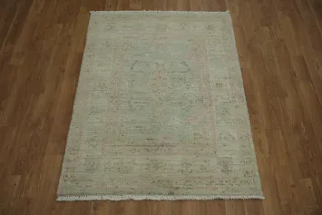 Vegetable Dye Green Oushak Turkish Accent Rug 3x4