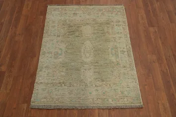 Vegetable Dye Green Oushak Turkish Rug 3x4