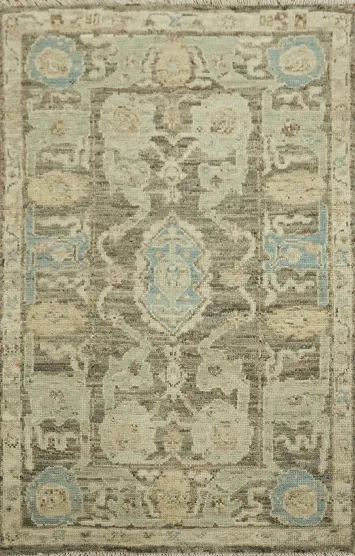 Vegetable Dye Oushak Turkish Foyer Rug 3x5