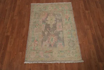 Vegetable Dye Gray Oushak Turkish Rug 3x4