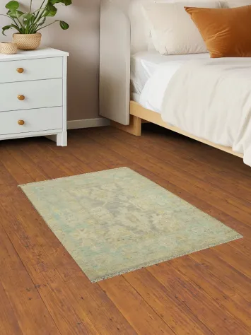 Vegetable Dye Oushak Turkish Foyer Rug 2x3