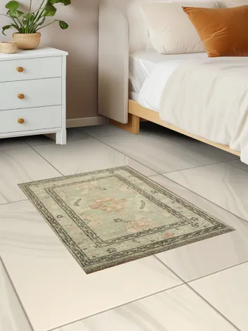 Vegetable Dye Oushak Turkish Foyer Rug 2x3