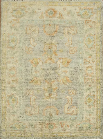 Vegetable Dye Oushak Turkish Foyer Rug 2x3