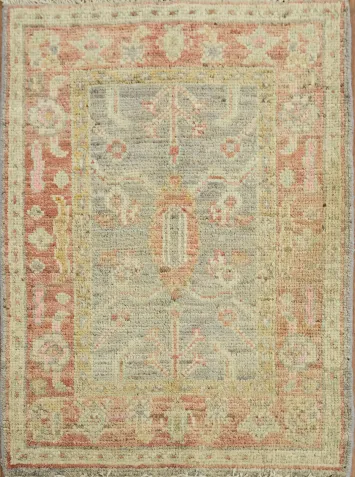 Vegetable Dye Wool Oushak Turkish Accent Rug 2x3