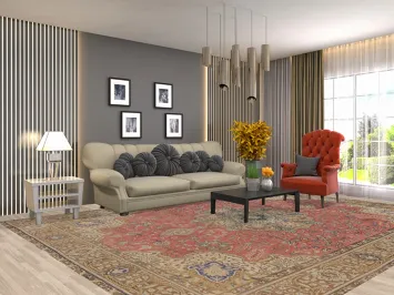 Vintage Pink Floral Tabriz Persian Area Rug 10x13