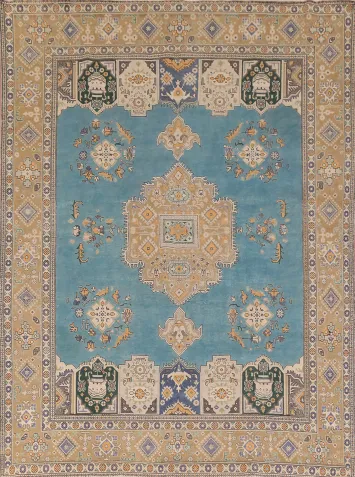 Blue Geometric Tabriz Persian Area Rug 9x12