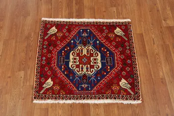 Square Wool Animals Abadeh Persian Rug 2x2