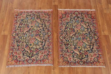 Set Of Two Vegetable Dye Kerman Persian Rug 2x3