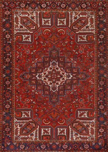 Red Geometric Heriz Persian Area Rug 8x11
