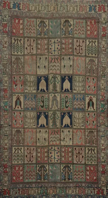 Garden Design Wool Bakhtiari Persian Area Rug 7x9