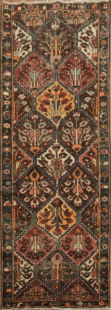 Antique Wool Bakhtiari Persian Runner Rug 3x9
