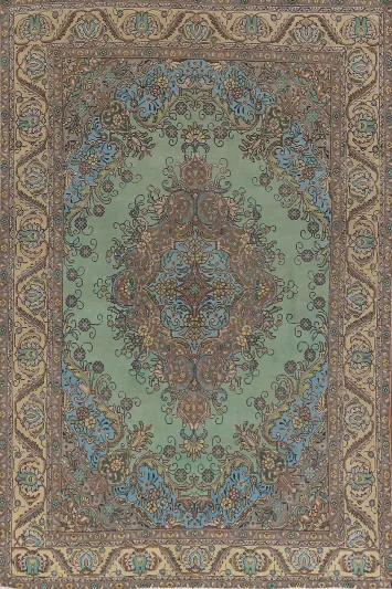 Green Wool Tabriz Persian Area Rug 8x11