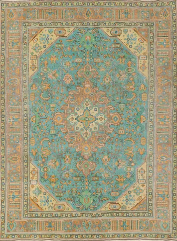 Turquoise Blue Tabriz Persian Area Rug 8x11