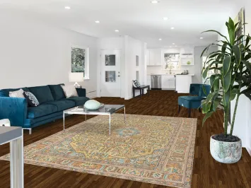 Handmade Wool Yellow Tabriz Persian Area Rug 7x9