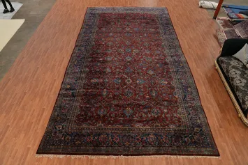 Antique Vegetable Dye Kashan Persian Large Rug 12x23