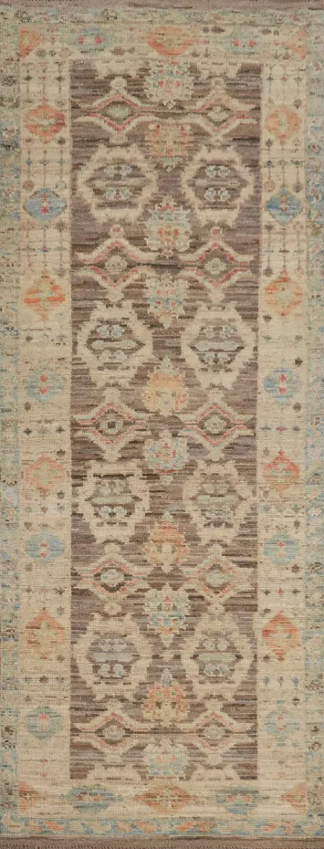 Vegetable Dye Oushak Turkish Runner Rug 3x10