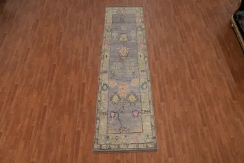 Vegetable Dye Oushak Turkish Runner Rug 3x13