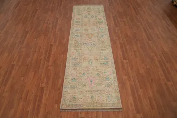 Vegetable Dye Oushak Turkish Runner Rug 3x10