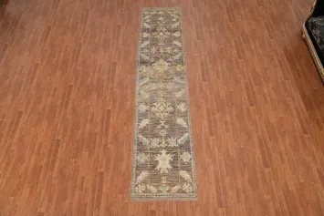 Vegetable Dye Oushak Turkish Runner Rug 3x13