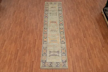 Vegetable Dye Oushak Turkish Runner Rug 3x13