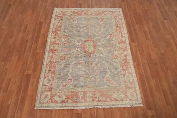 Vegetable Dye Wool Oushak Turkish Rug 4x6