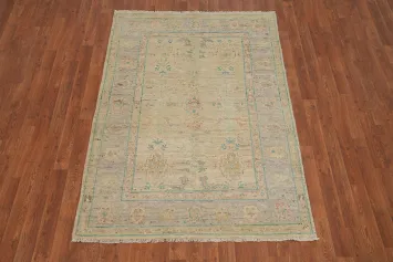 Vegetable Dye Oushak Turkish Foyer Rug 4x6