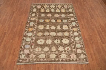 Vegetable Dye Brown Oushak Turkish Area Rug 6x8