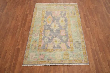 Vegetable Dye Oushak Turkish Foyer Rug 4x6